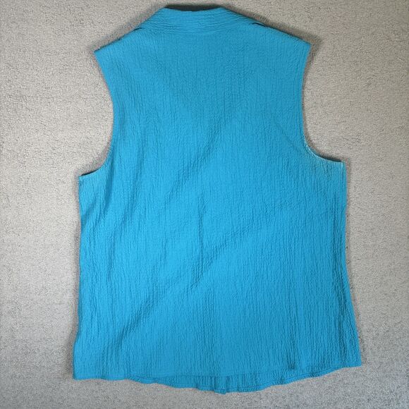 Croft And Barrow Women’s Size XL Gauze Button Up Vest Blue Sleeveless - Picture 9 of 10